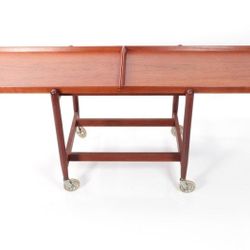 beautiful Poul Hundevad 1960's TEAK BAR CART / Tea Trolley with expandable and removable tray And Others