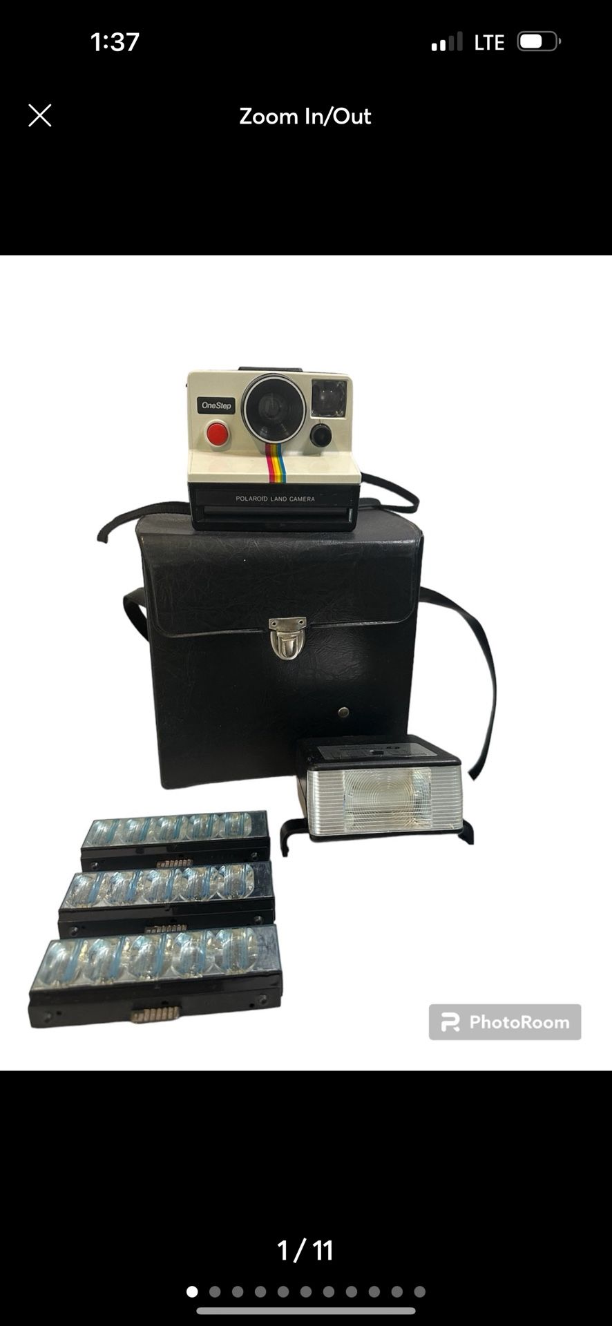 Vintage Polaroid Onestep SX-70 Land Camera with Case,Flash Bars and Continental InstaFlash Model D Flash