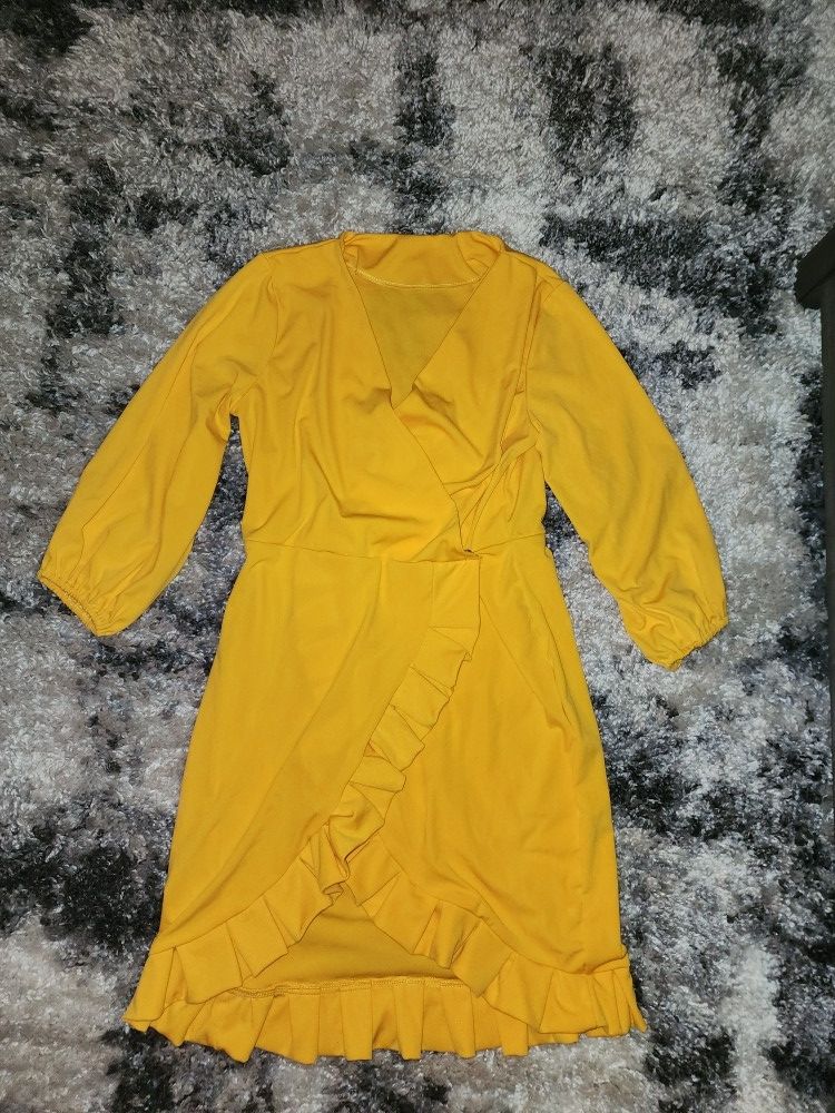 1 Yellow Sexy Casual Evening Dress