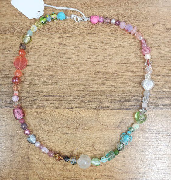 Y2K beaded necklaces with vintage beads, pearls and  gemstones