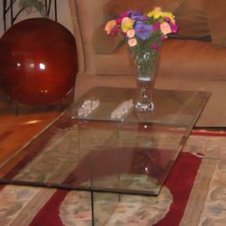 High End Luxury All Glass Coffee And Side Table