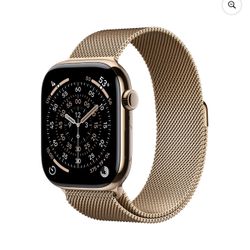 Apple Watch Series 11 [GPS + Cellular 46mm] Smartwatch with Gold Titanium Case with Gold Milanese 