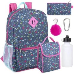 6-Piece Flower Backpack And Accessories (Brand New)