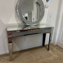 Silver Mirror And Console