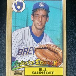 1987 Topps #216 B.J. Surhoff Milwaukee Brewers Rc Rookie Baseball Card Error Miscut Oddball 