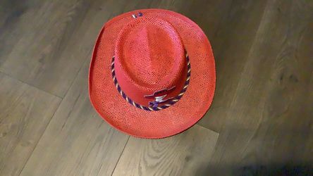 Red  Hatter Woven Fedora Hat