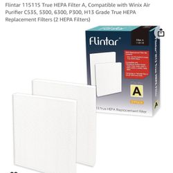 Flintar 115115 True HEPA Filter A, Compatible with Winix Air Purifier C535, 5300, 6300, P300, H13 Grade True HEPA Replacement Filters (2 HEPA Filters)