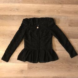 NEW Women Elegant Shimmer Like Ruffle Dress Coat Jacket Size S  