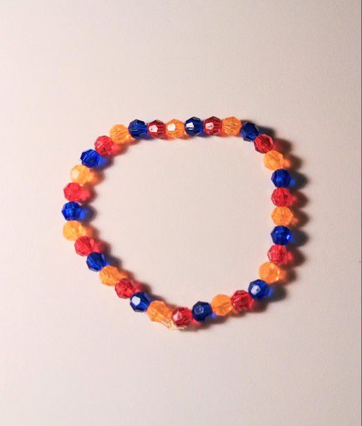 Armenian Flag Red Blue Orange Stretch Bead Bracelet