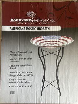 Americana Mosaic Birdbath