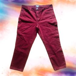 Burgundy corduroy straight leg pants 