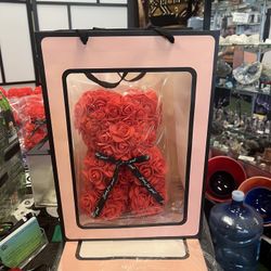 Red Rose Bear Faux Roses Long Lasting Valentine’s Day Gift