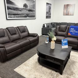2pc Brown Sofa & Loveseat Recliner Set - $0 Down Financing 