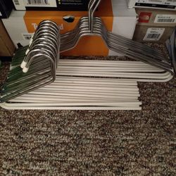 Solid Stainless Steel Clothes Hangers, 20 Total (12 Regular, 8 Pants), With White Vynil Coating