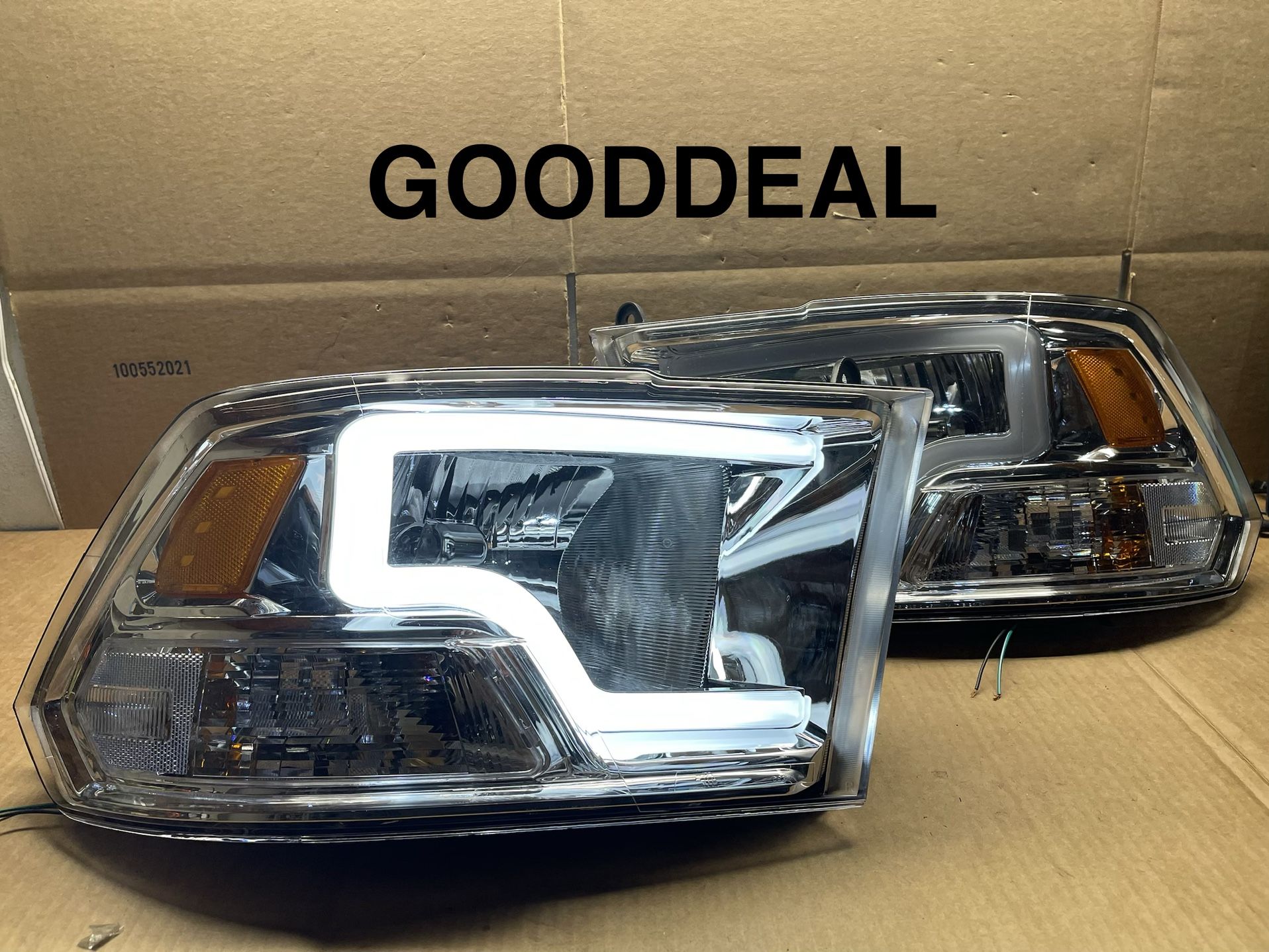 2009-2018 Dodge Ram  Chrome LED Halogen Headlight Pair 