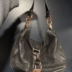 Ted Baker Black Leather Shoulder Bag Rose Gold Hardware