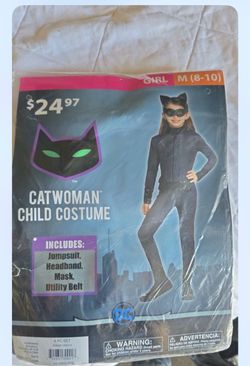 DC Catwoman Child Costume Girl Size M (8-10)