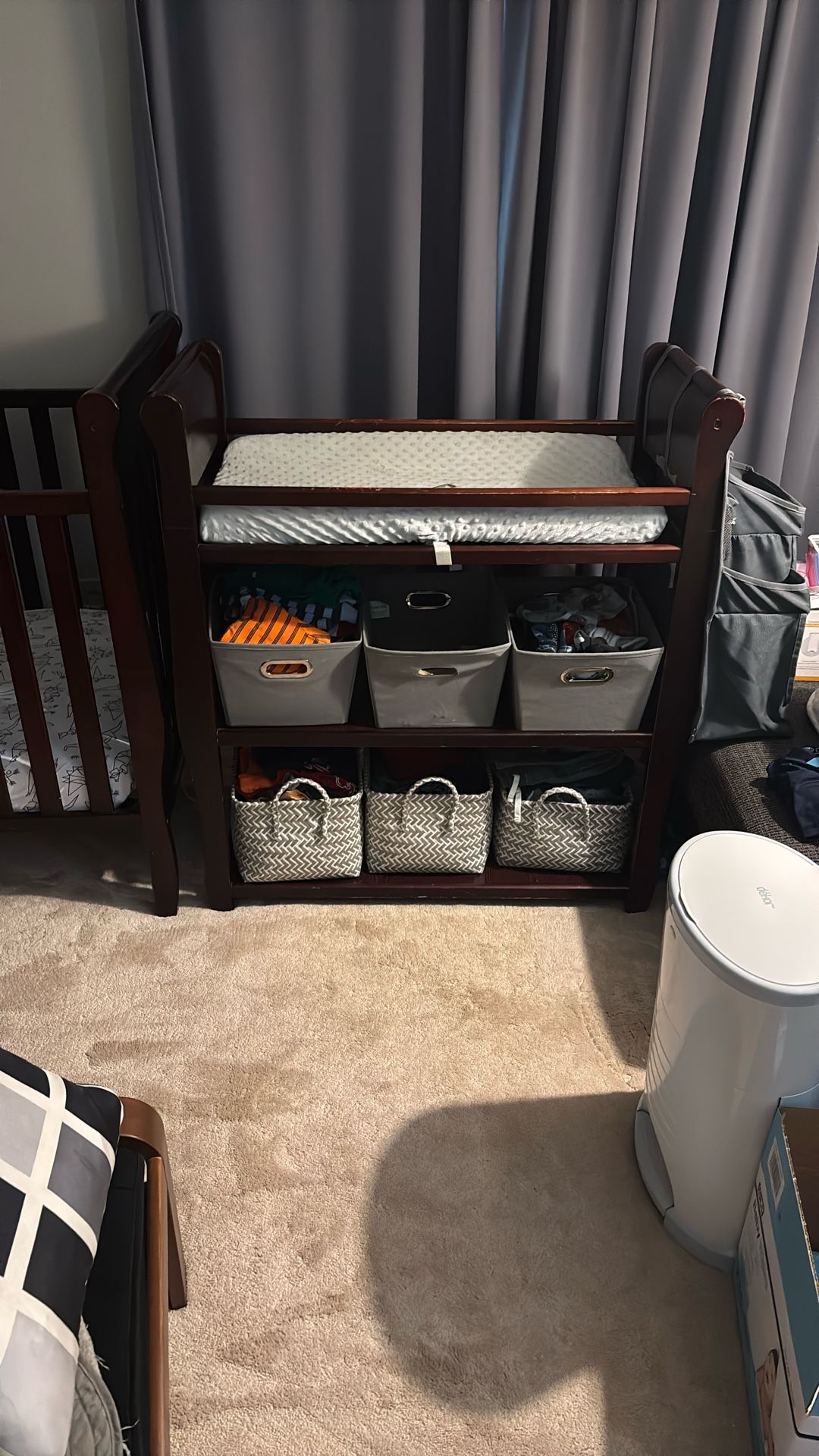 Crib And Changing Table With Shelves