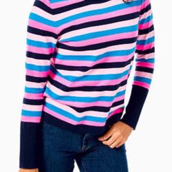 Lilly Pulitzer Striped Morgan true navy tropical pullover sweater size XS