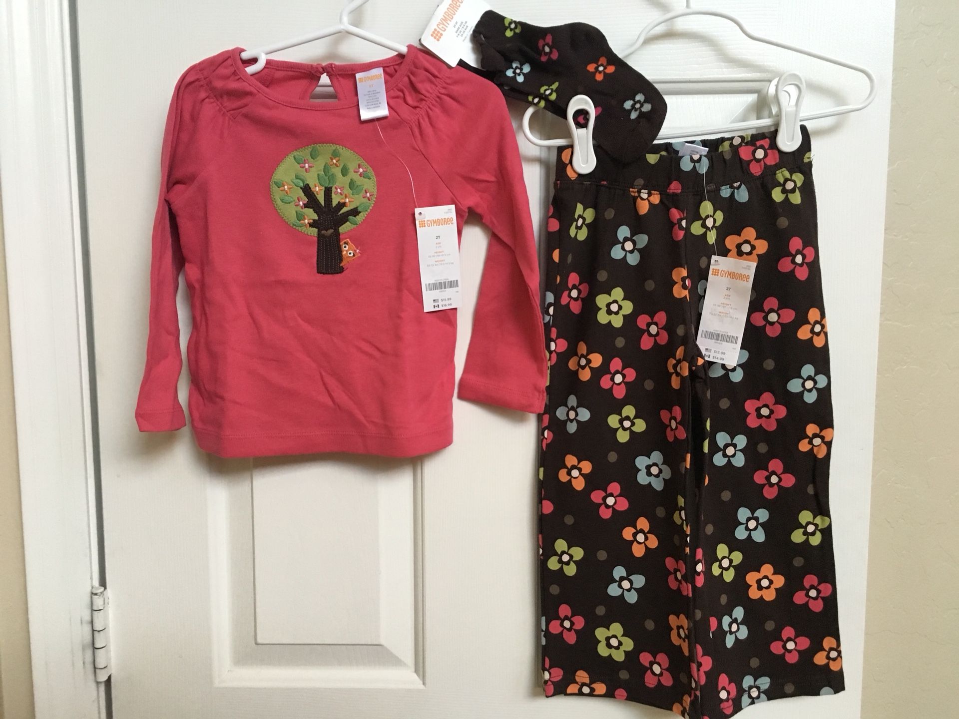 Gymboree, girls clothes, 2T, shirt, socks, pants, NWT