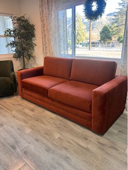 Article Riley Velvet Sleeper Sofa – Hale Rust – Brand New