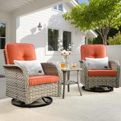 ❤️‍🔥 #3 Vinceny Gray 3-Piece Wicker Patio Conversation Seating Set