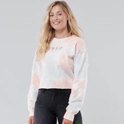 HOLLISTER Crop Boyfriend Crewneck Sweatshirt SMALL