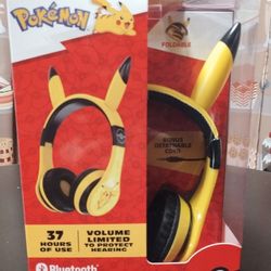 New Bluetooth Wireless Foldable Pikachu Pokemon Headphones For Kids (Includes Cord)