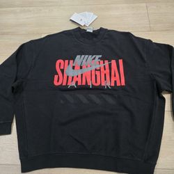 Nike Air Shanghai Heavy Oversized Crewneck Sweatshirt Black Men's HJ0305 Large L