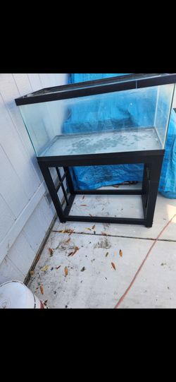 Glass Aquarium Tank with Black Metal Stand
