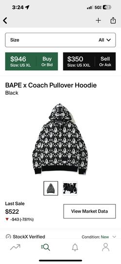 BAPE x Coach Pullover Hoodie Black for Sale in Milwaukee, WI - OfferUp