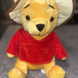 Winnie The Pooh Plush Bear Safari Hat Red Shirt 8" Sitting Stuffed Animal