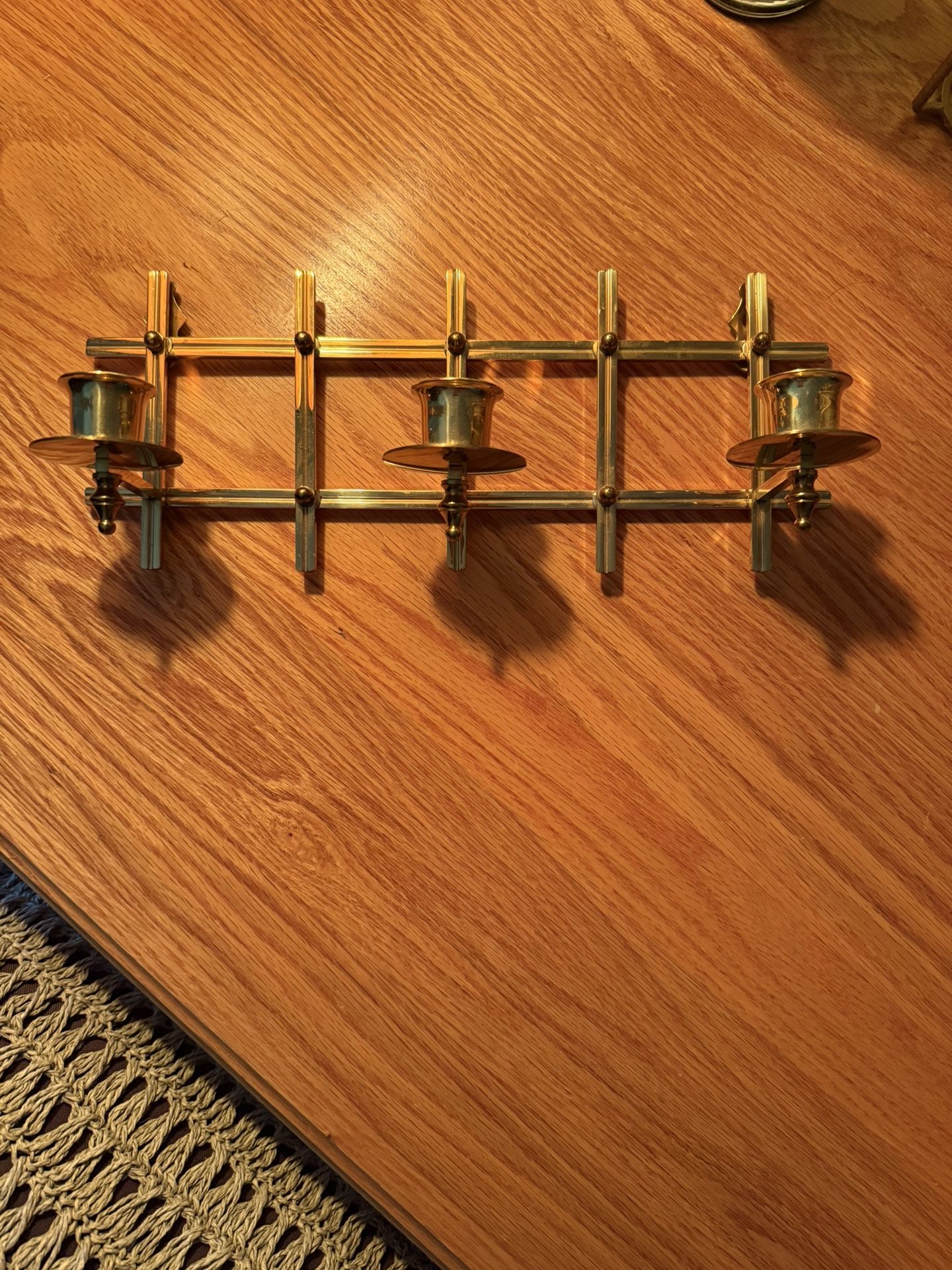 Vintage MCM Brass Lattice Wall Sconce Candle Holder