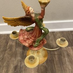 ANGEL Table Display Candle Holder Metal Wood 