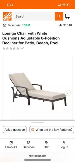 3 PCS Lounge Chair with White Cushions Adjustable 6-Position Recliner for Patio, Beach, Pool