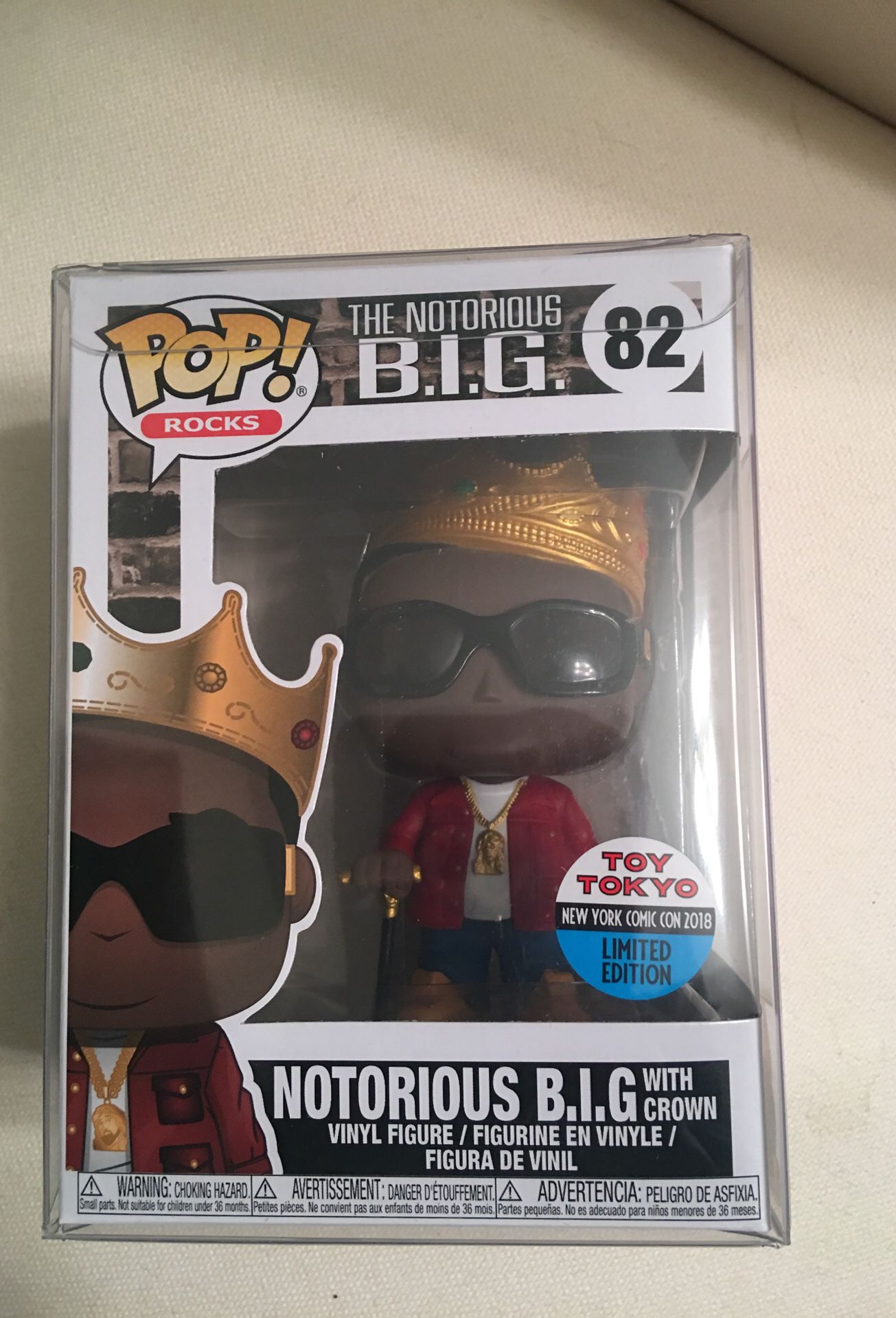 The Notorious B.I.G with crown vinyl figure. Funko pop 82. Toy Tokyo New York comic con 2018 LIMITED EDITION