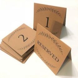 Brown Cardstock Table Number Cards Wedding Reception Supplies 20 Count