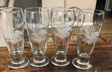 Anheuser-Busch etched pilsner or footed flute beer glass
