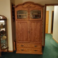 Oak Entertainment Center Cabinet 
