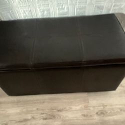 Brown Faux Leather Storage Ottoman