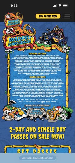 2 day vip vans warped Long Beach