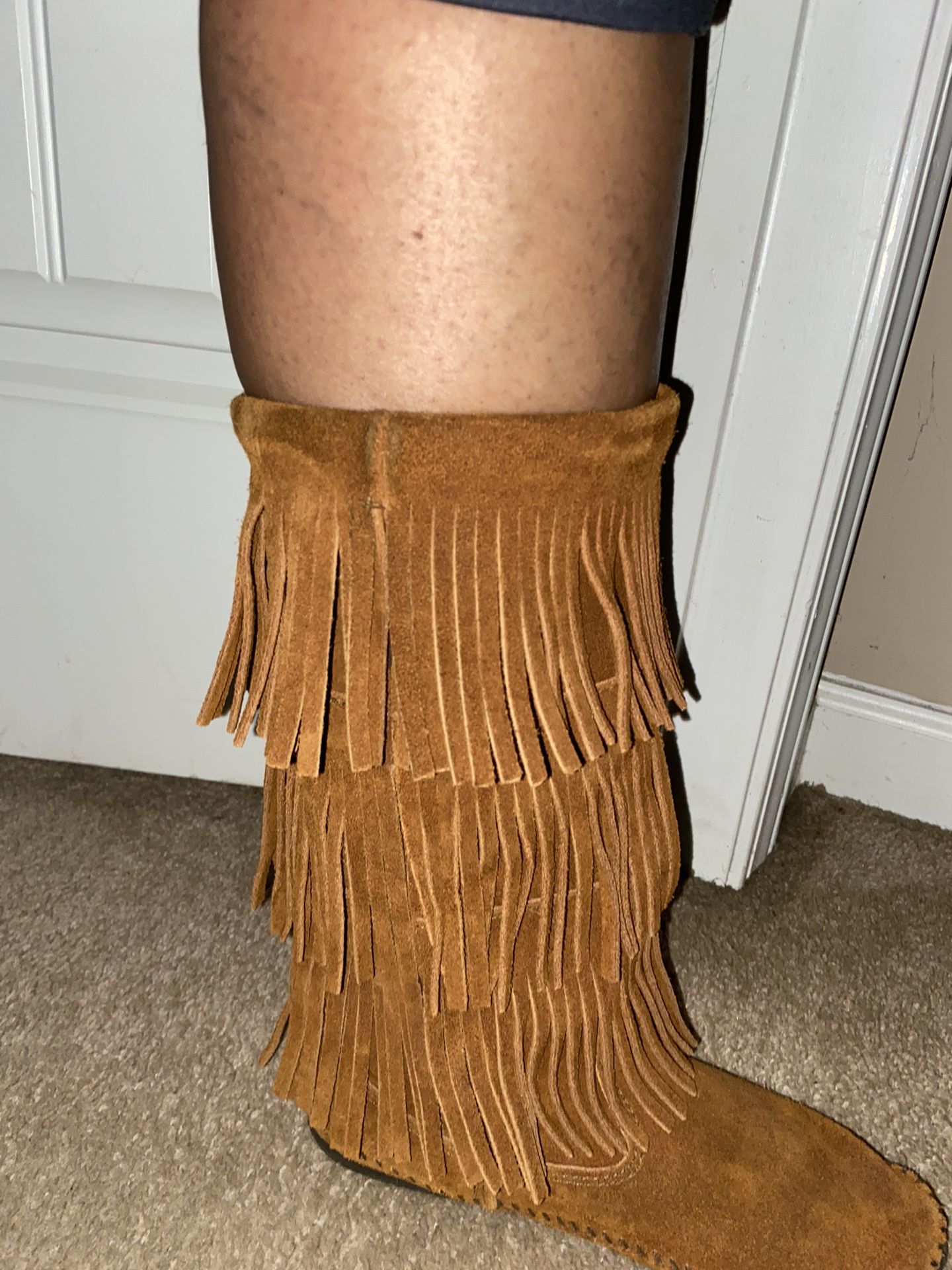 Real Suede Moccasins With Fringes