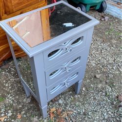 Table Glass And Wood  Side Table 
