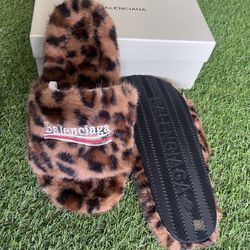 balenci cheetah print slides 