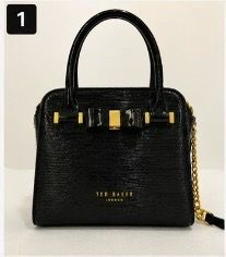 Ted Baker London Belle Patent Bow Micro Tote – Black NWT