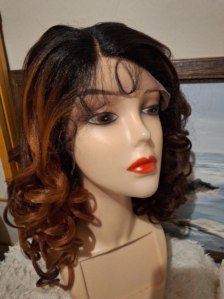 Human Hair Blend Lace Front Wig