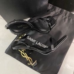  Gold Ysl Lettering High Heels 