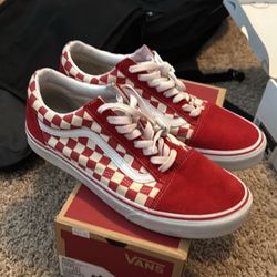 Red checkered vans 