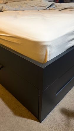 BRIMNES Bed frame with storage, black, Full