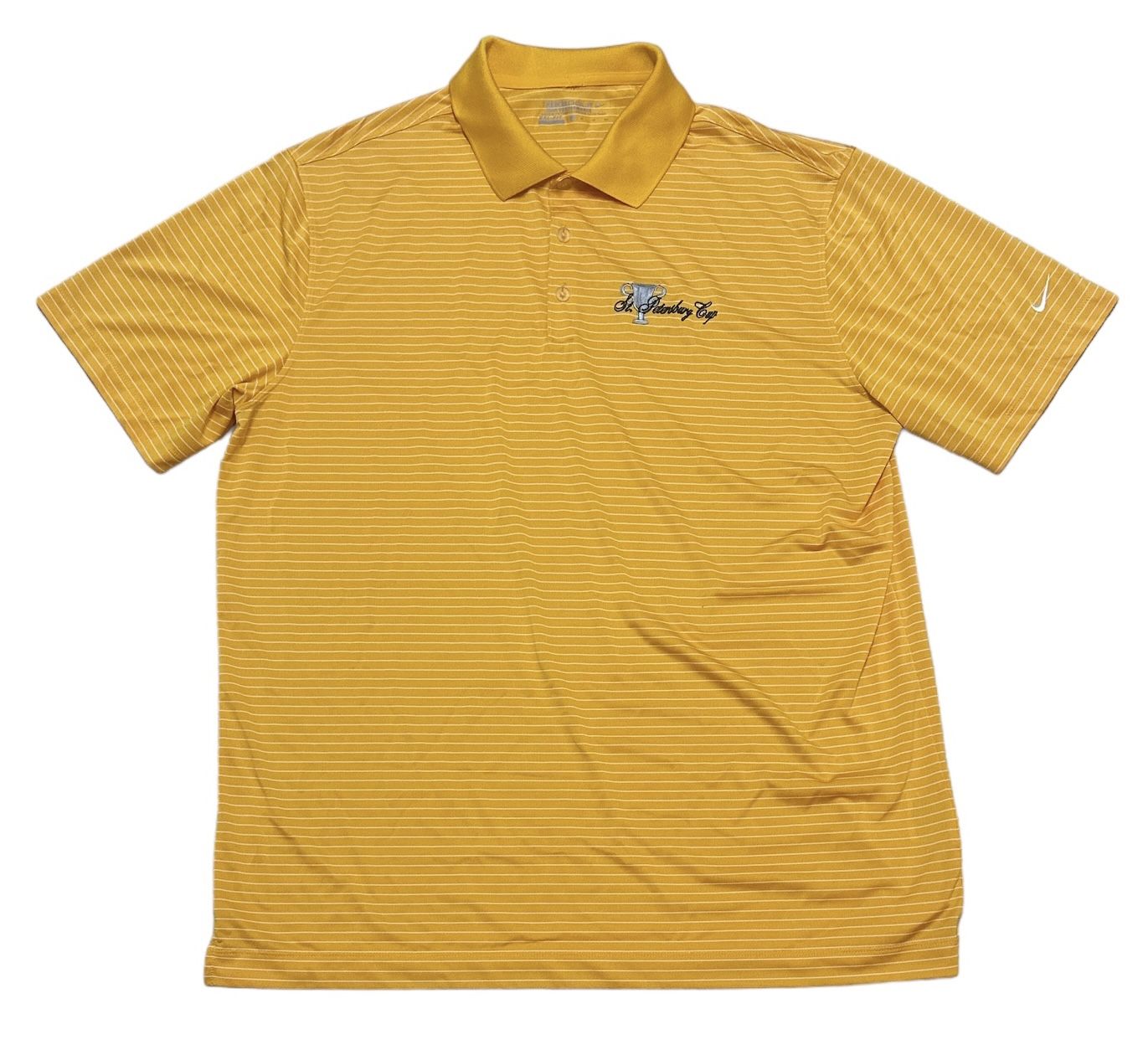 Nike Golf Polo Shirt Men’s XL Yellow Stripes Tour Performance St. Petersburg Cup